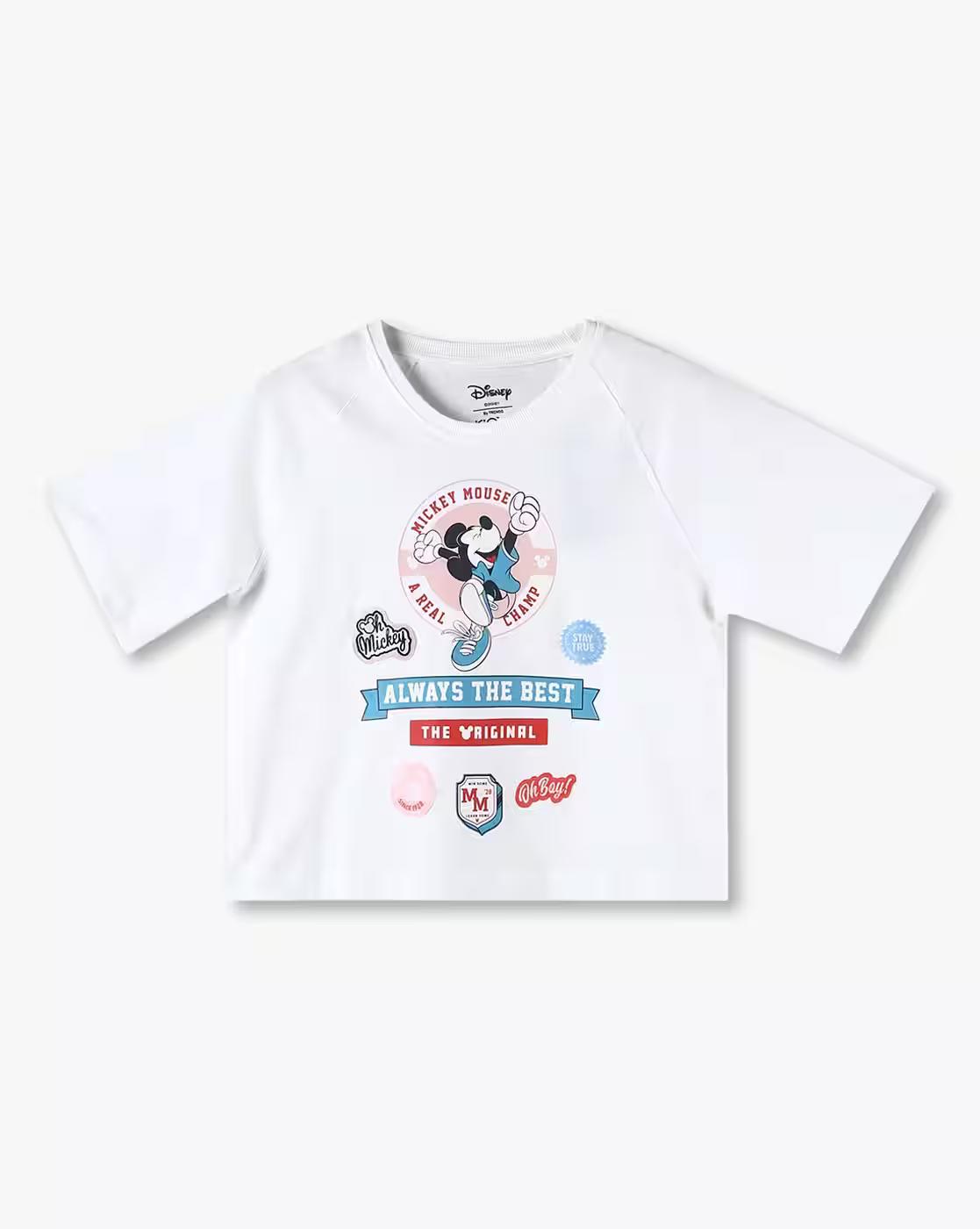 Girls Mickey Mouse Print Regular Fit Round-Neck T-Shirt