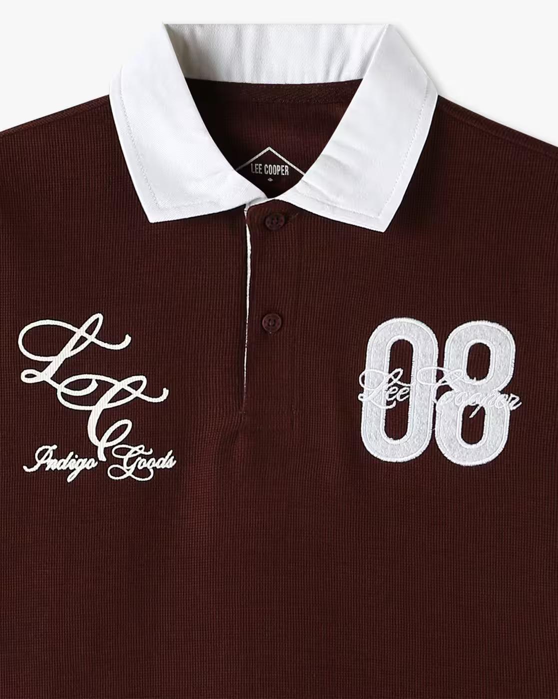 Boys Typographic Print Oversized Polo T-Shirt