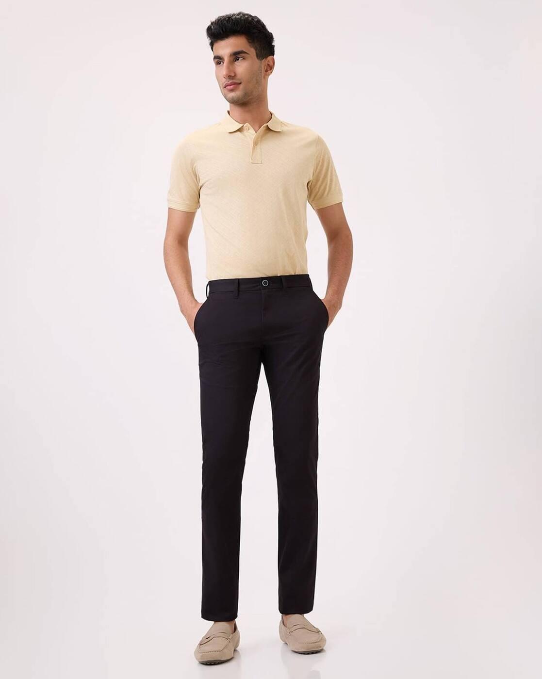 Men Tapered Fit Flat-Front Chinos