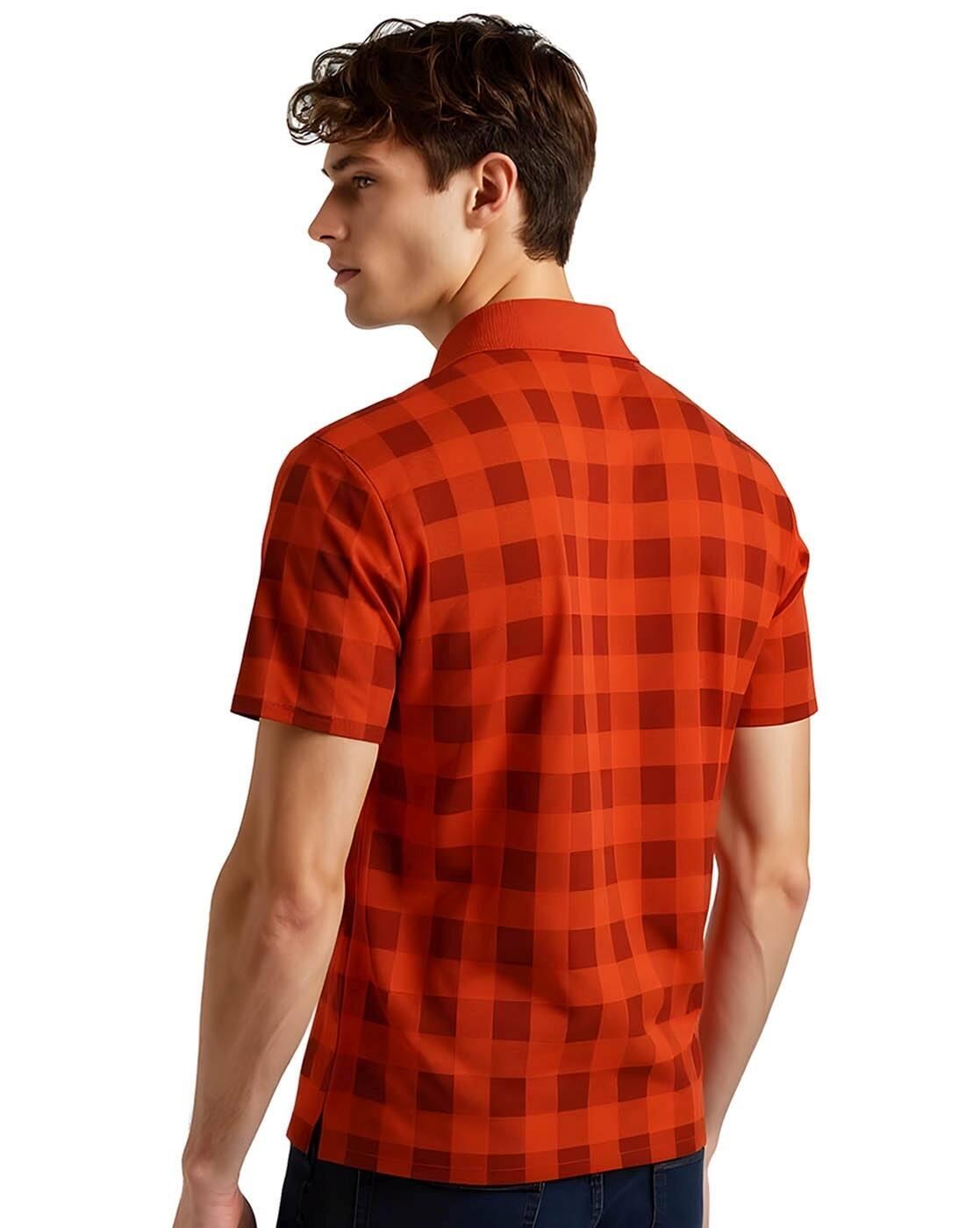 Men Checked Regular Fit Polo T-Shirt