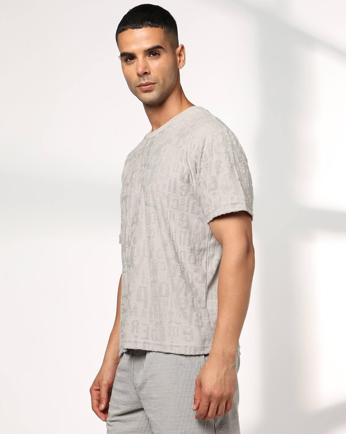 Men All-Over Jacquard Regular Fit Crew-Neck T-Shirt
