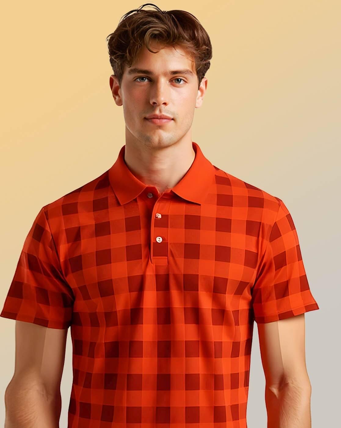 Men Checked Regular Fit Polo T-Shirt