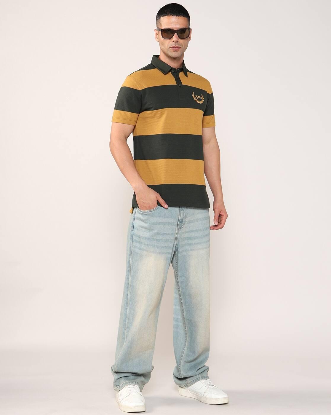 Men Striped Regular Fit Polo T-Shirt