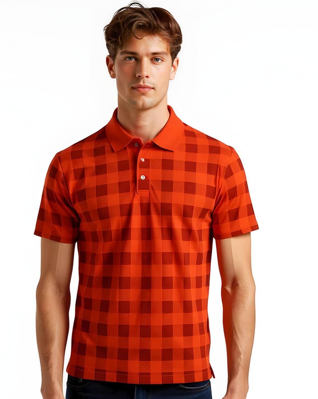 Men Checked Regular Fit Polo T-Shirt