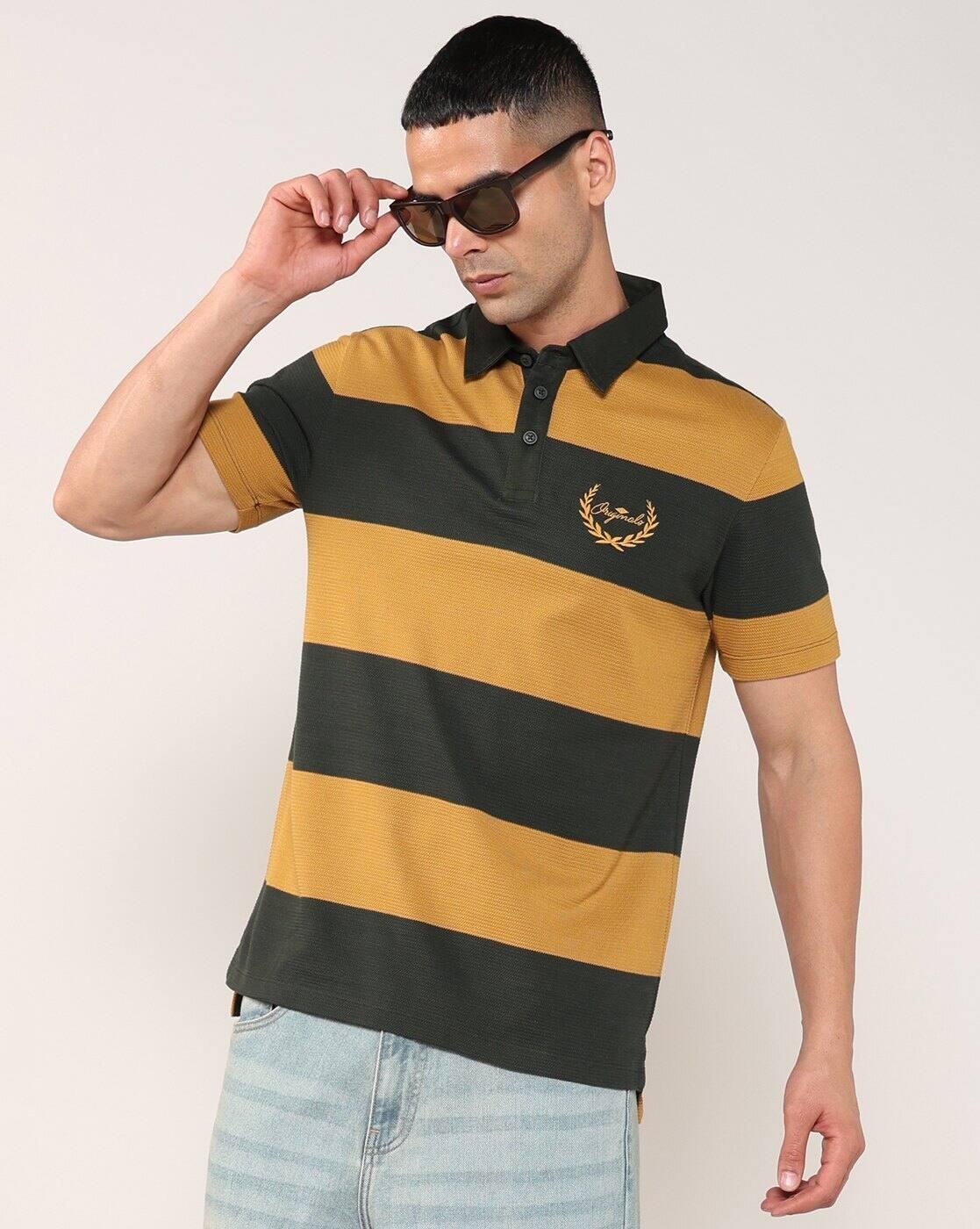 Men Striped Regular Fit Polo T-Shirt