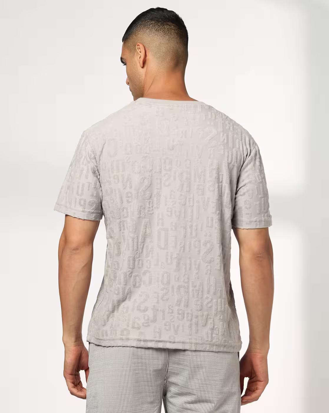 Men All-Over Jacquard Regular Fit Crew-Neck T-Shirt