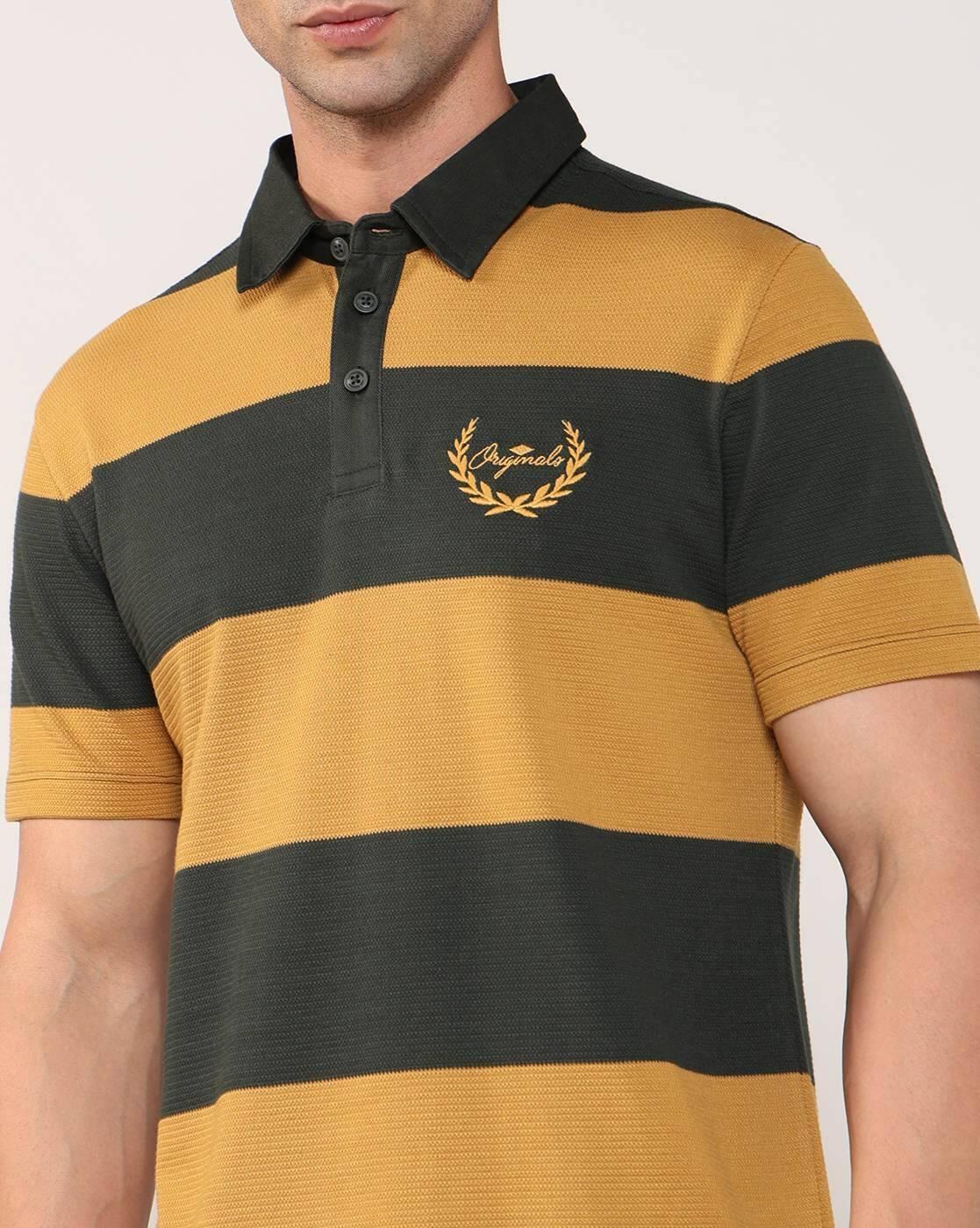 Men Striped Regular Fit Polo T-Shirt