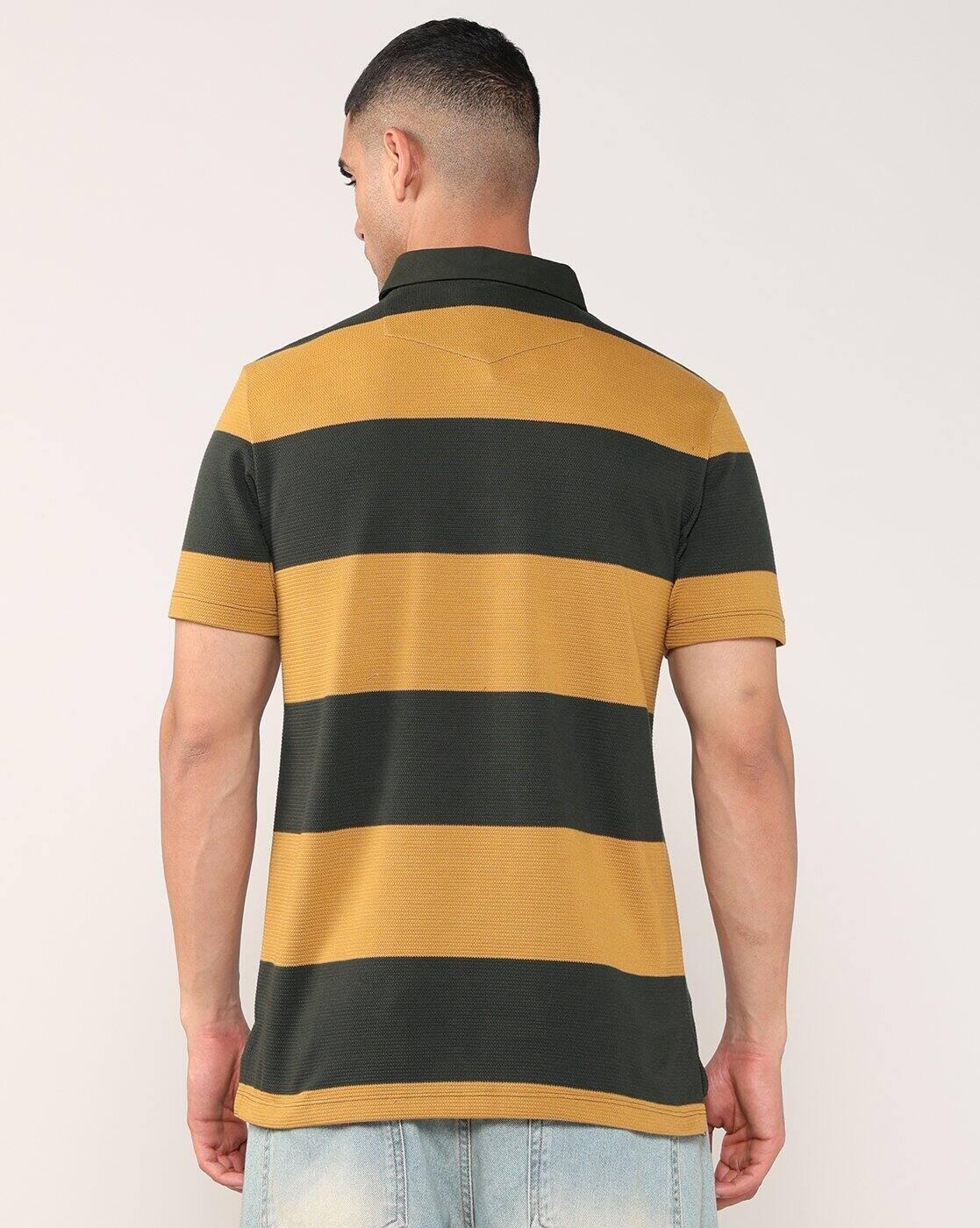Men Striped Regular Fit Polo T-Shirt