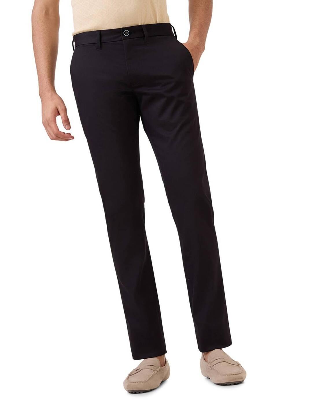 Men Tapered Fit Flat-Front Chinos
