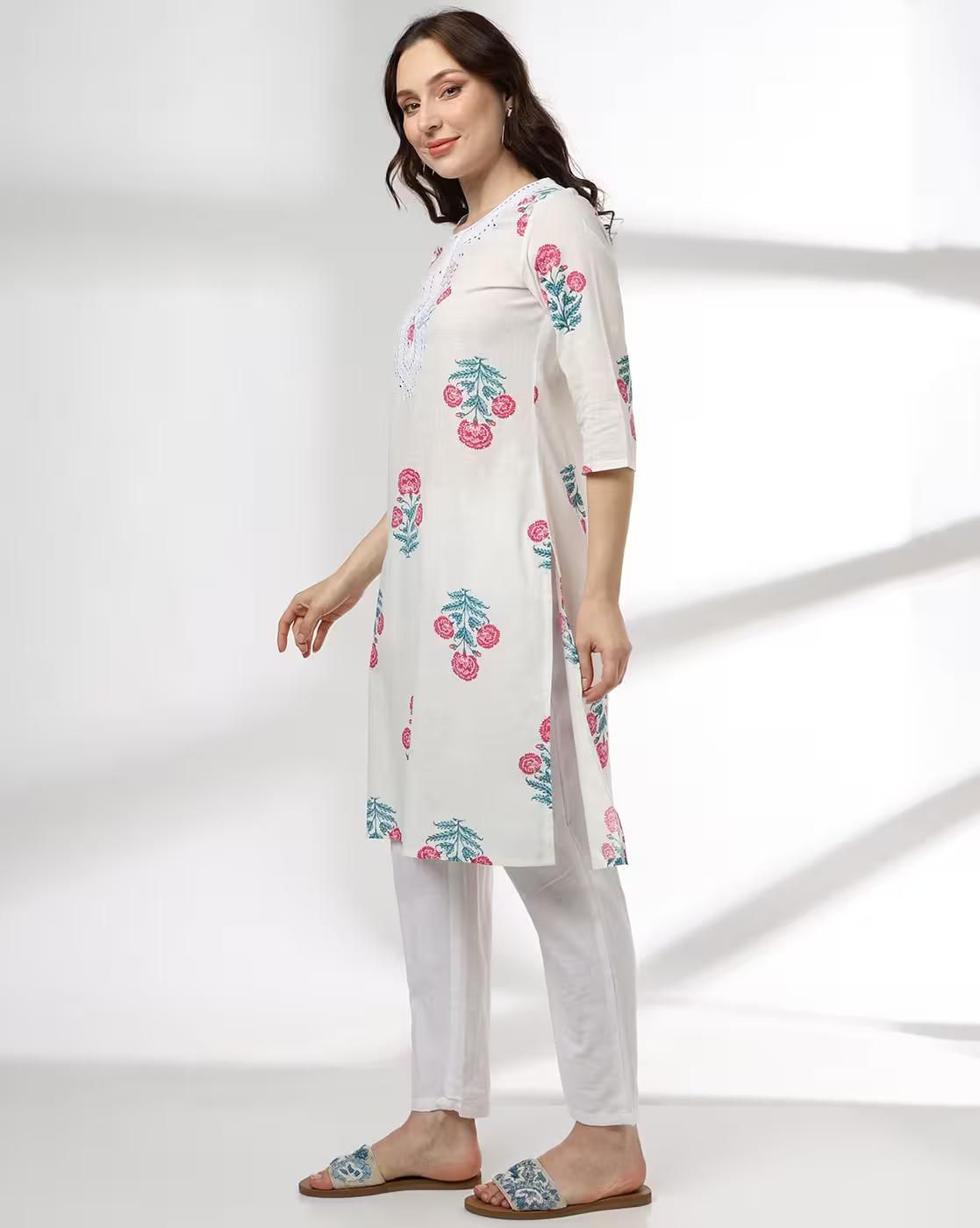 Women Floral Print Straight Kurta