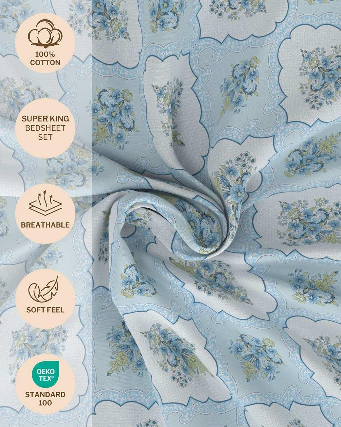 Printed Cotton Bedsheet with Pillow Cover
