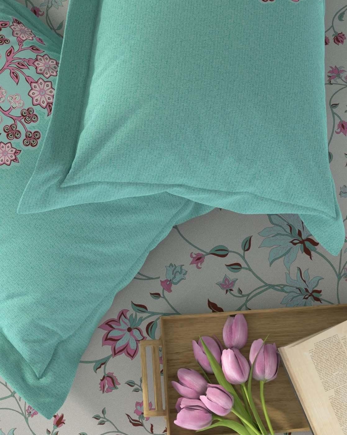 Printed Cotton Fitted Sheet with Pillow Covers