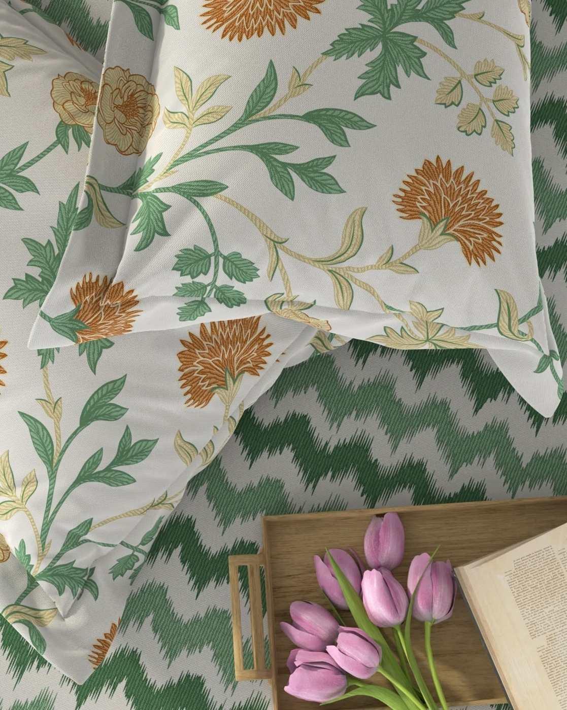 Cotton Printed Fitted Sheet with Pillow Covers