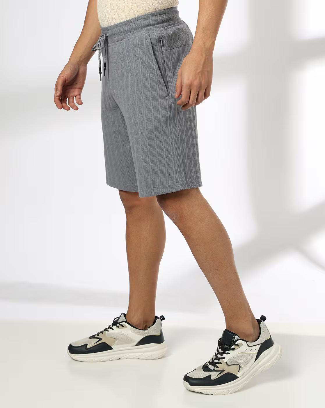 Men Subtle Vertical Striped Shorts
