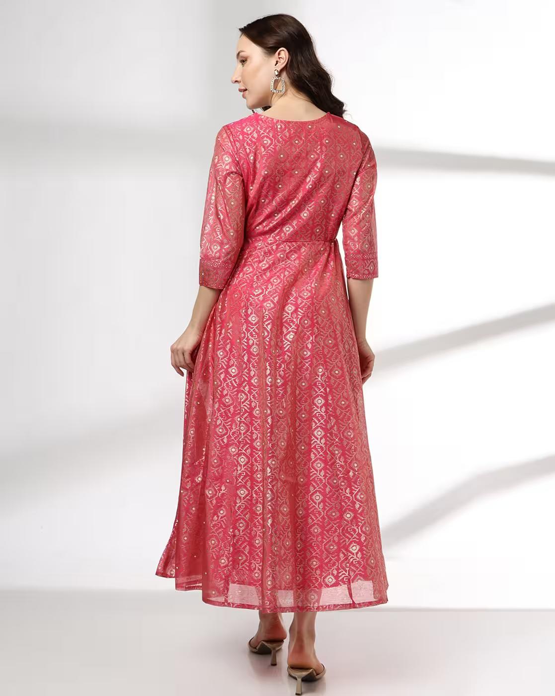 Women Printed Jamdani Maxi Dress