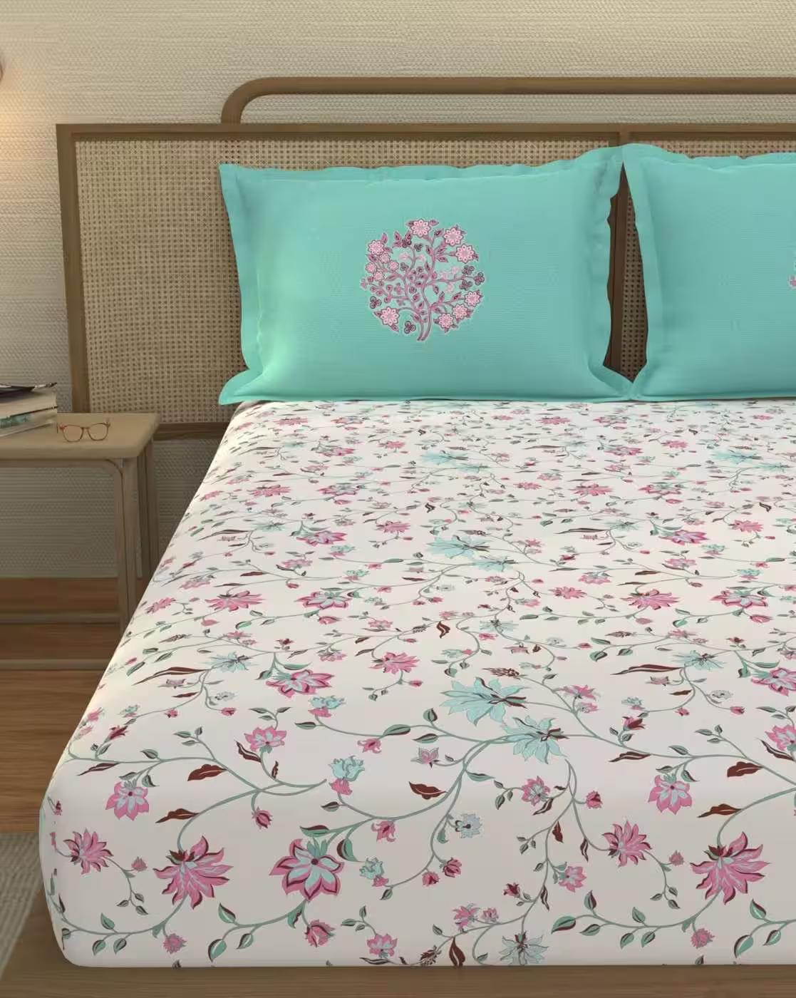 Printed Cotton Bedsheet with Pillow Cover