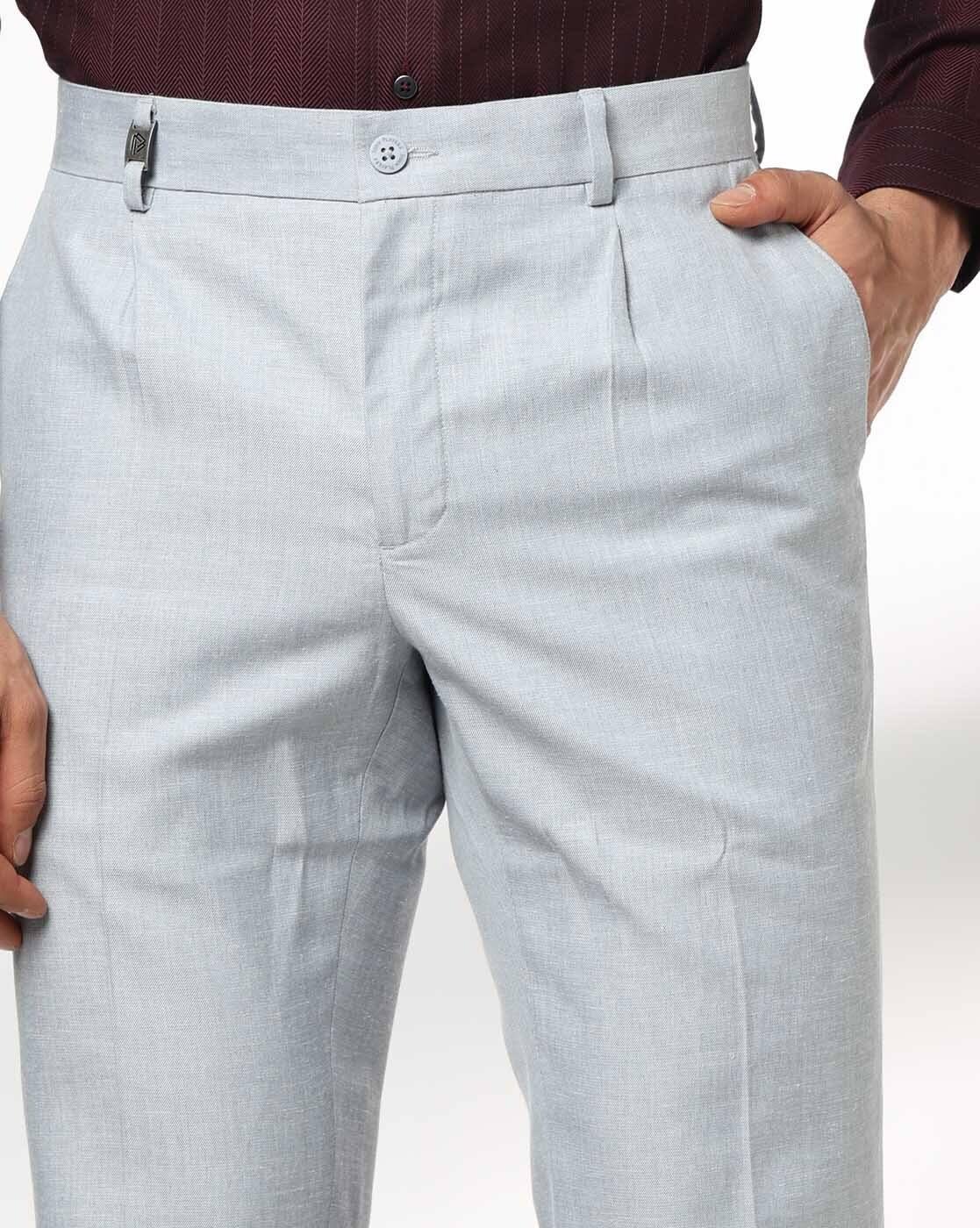 Men Slim Fit Pleated Trousers
