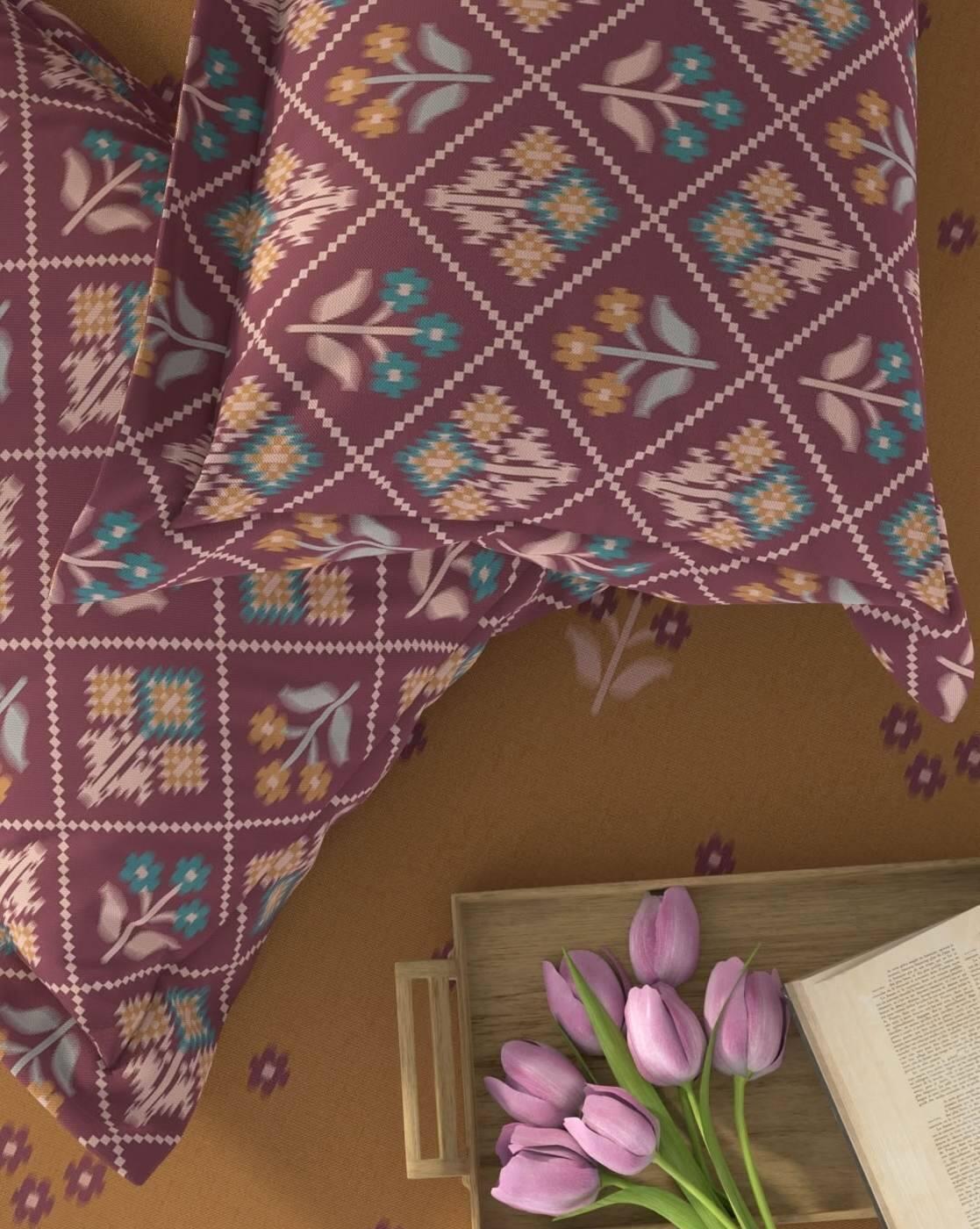 Cotton Printed Fitted Sheet with Pillow Covers