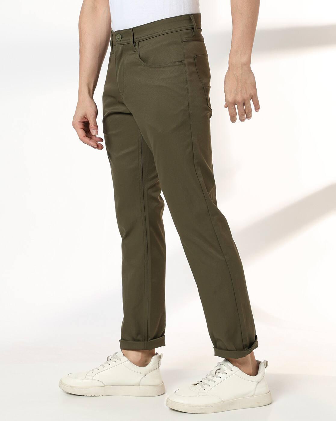 Men Mid-Rise Slim Fit Flat-Front Chinos