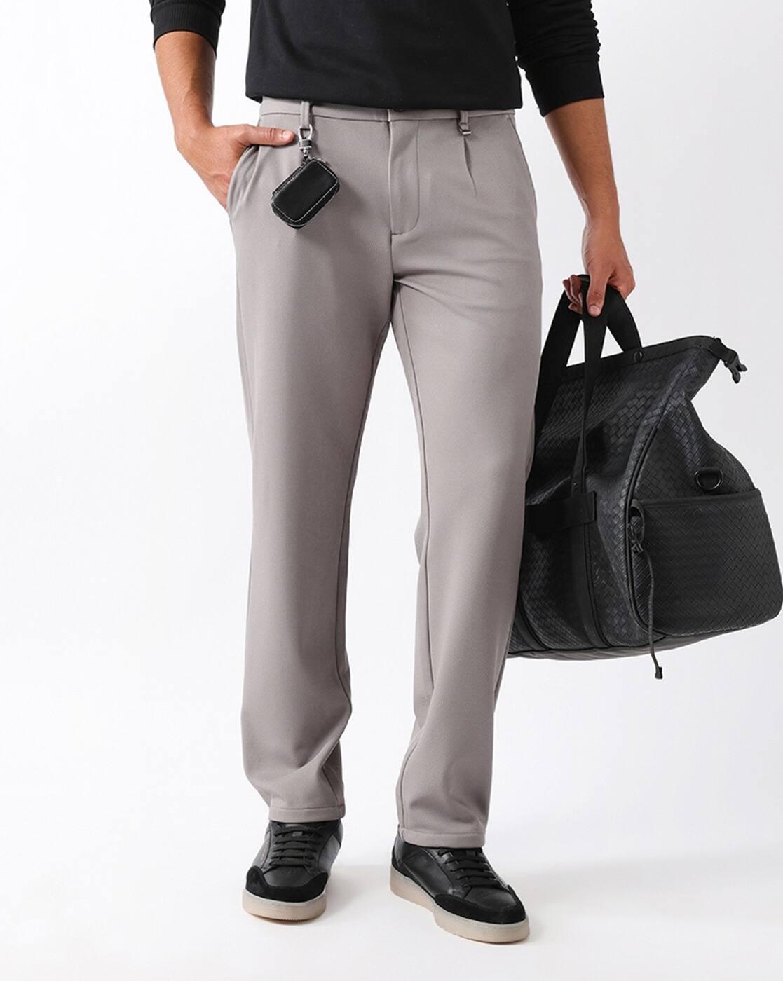 Men Classic Twill Straight Fit Stretchable Smart Casual Trousers