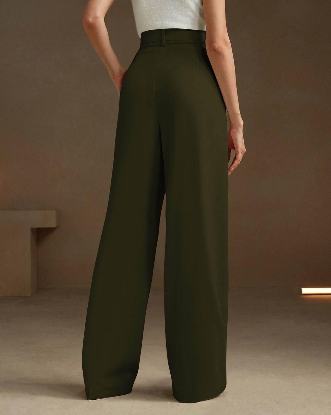 Women Straight Fit Flat-Front Trousers