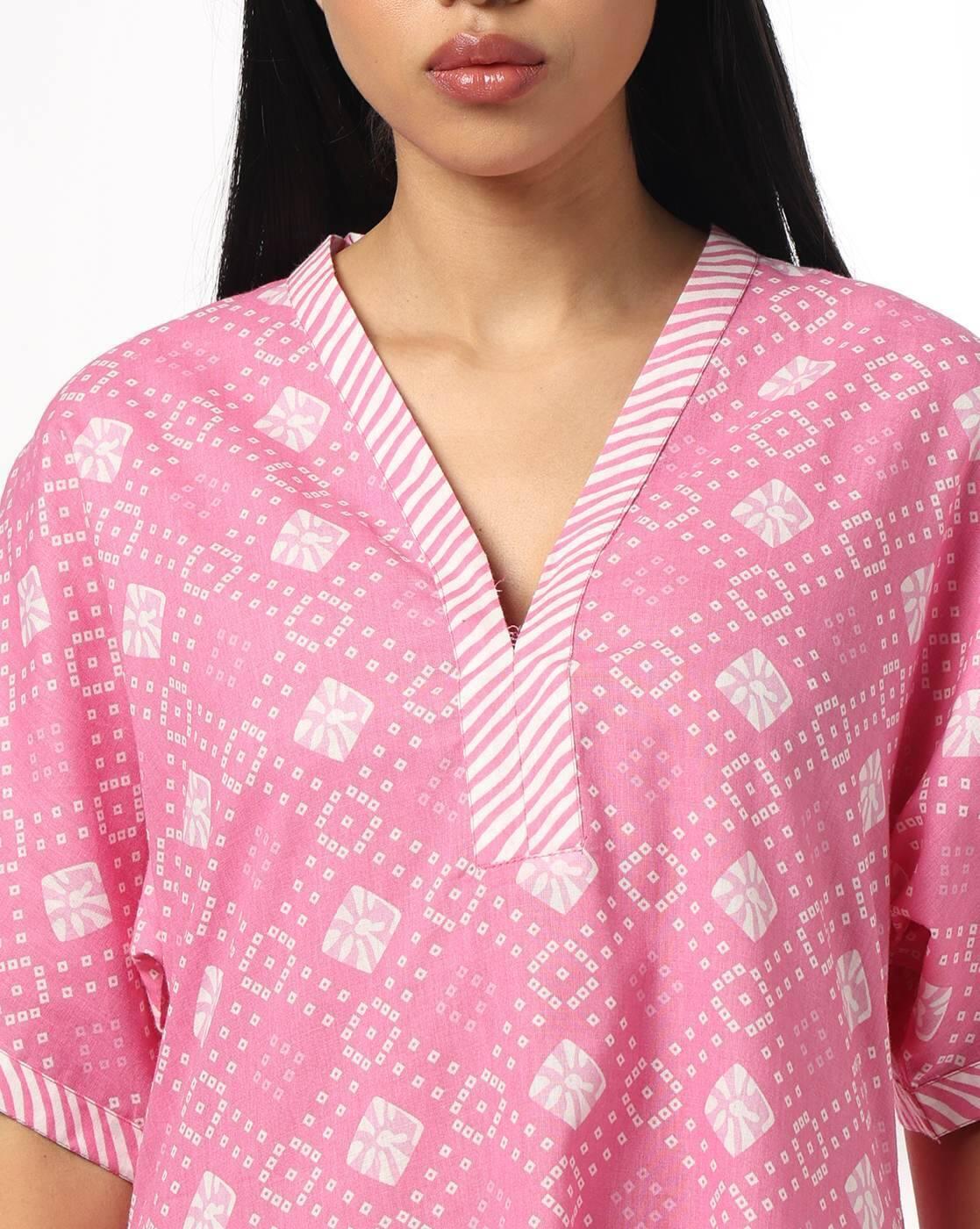 Nightie Stylised Neck Template, PINK, L