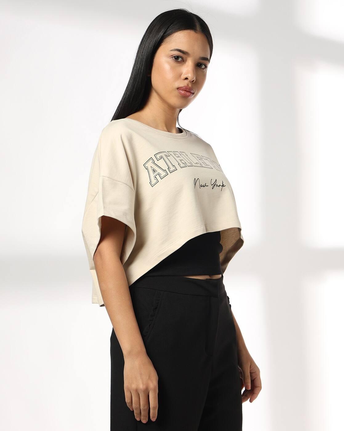 Women Typographic Print Boxy Fit Twofer Top