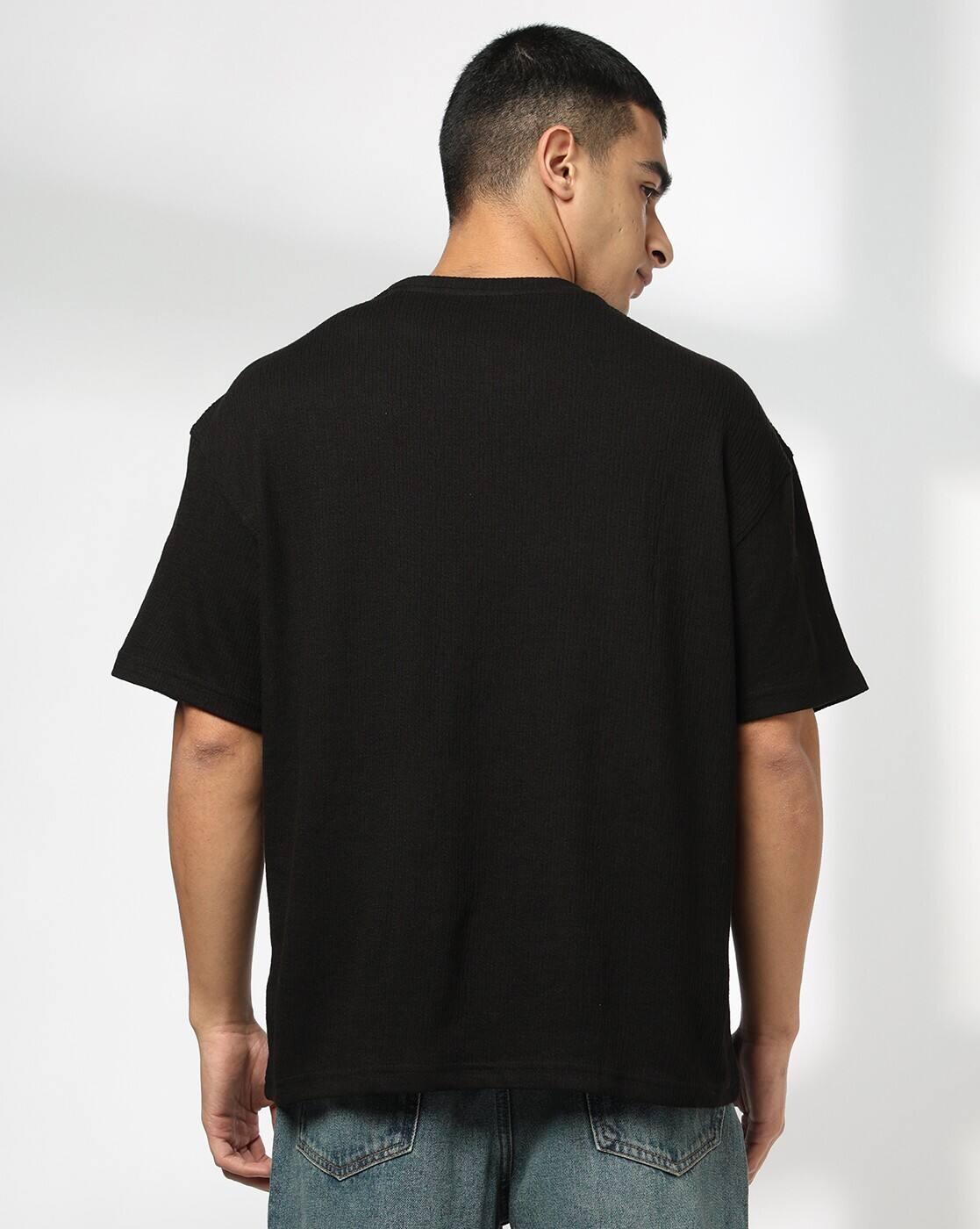 Men Patterned Boxy Fit Crew-Neck T-Shirt