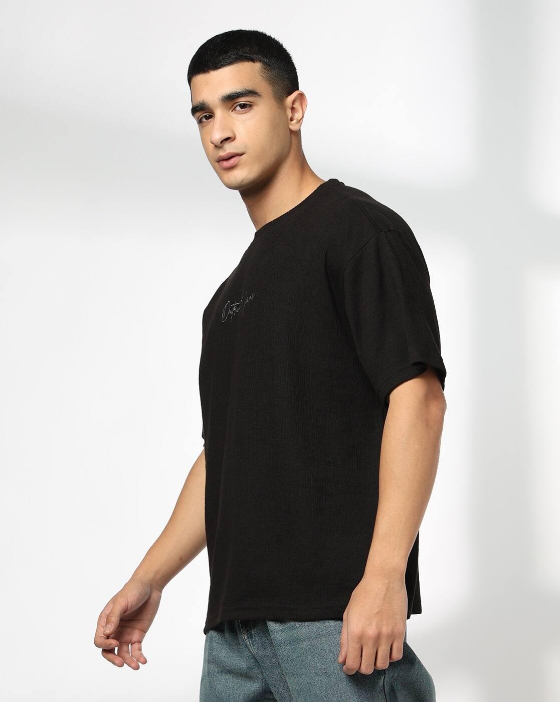 Men Patterned Boxy Fit Crew-Neck T-Shirt