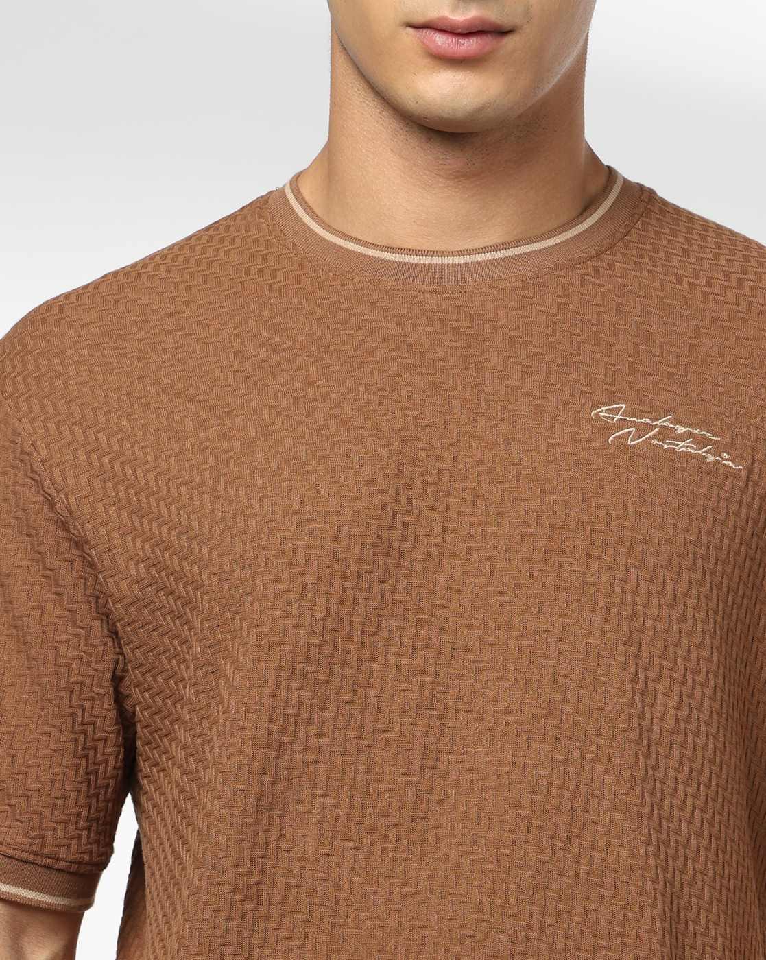 Men Patterned Regular Fit Crew-Neck T-Shirt