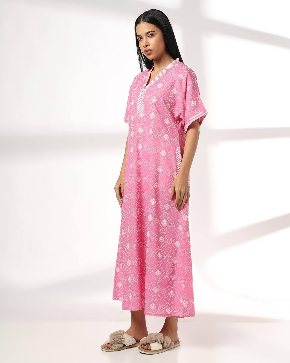 Nightie Stylised Neck Template, PINK, L