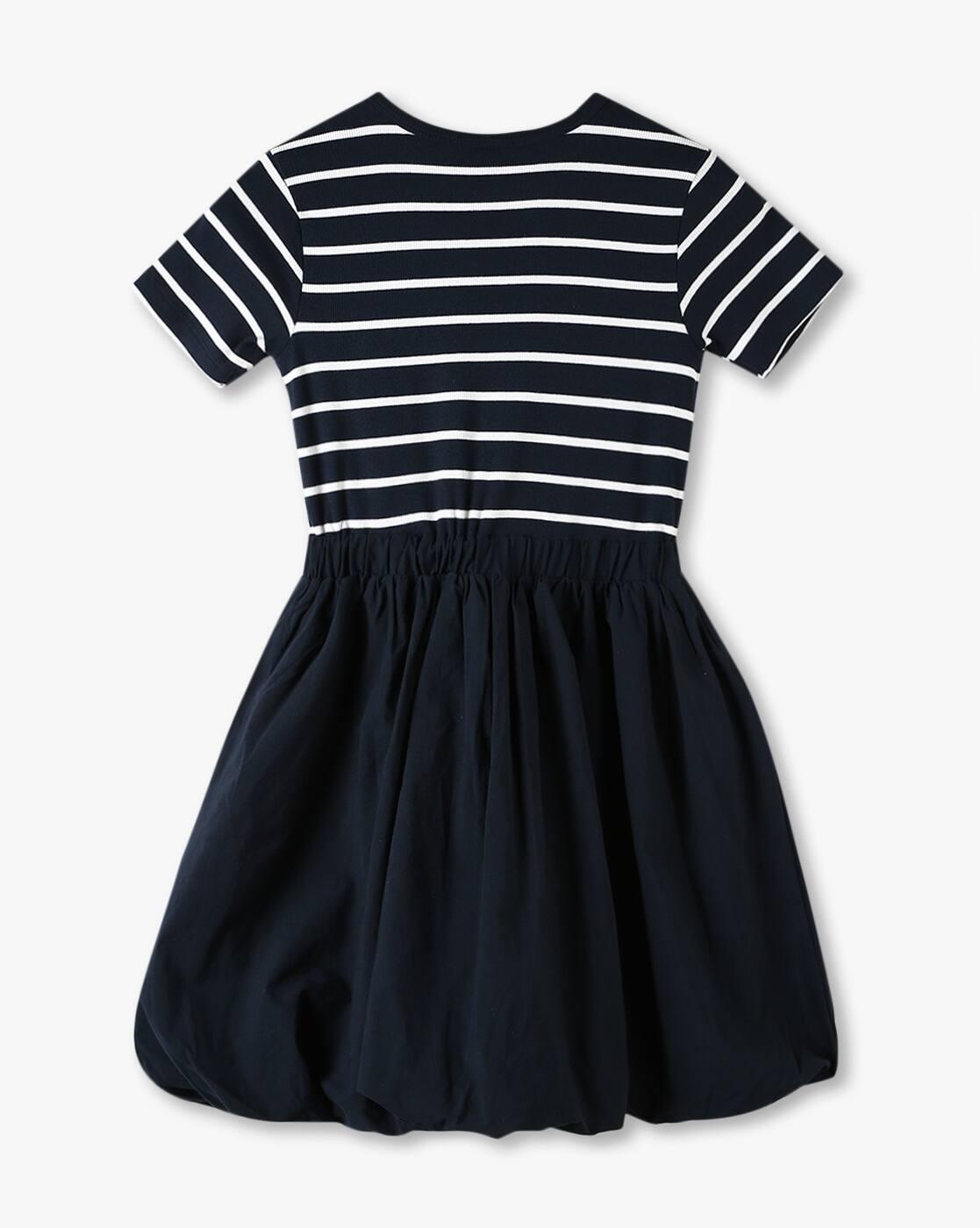 Girls Striped Cotton Fit & Flare Dress