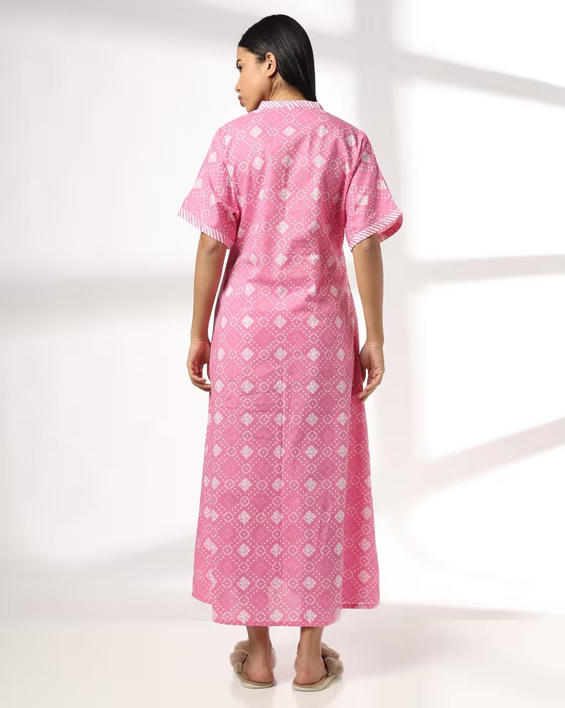 Nightie Stylised Neck Template, PINK, L