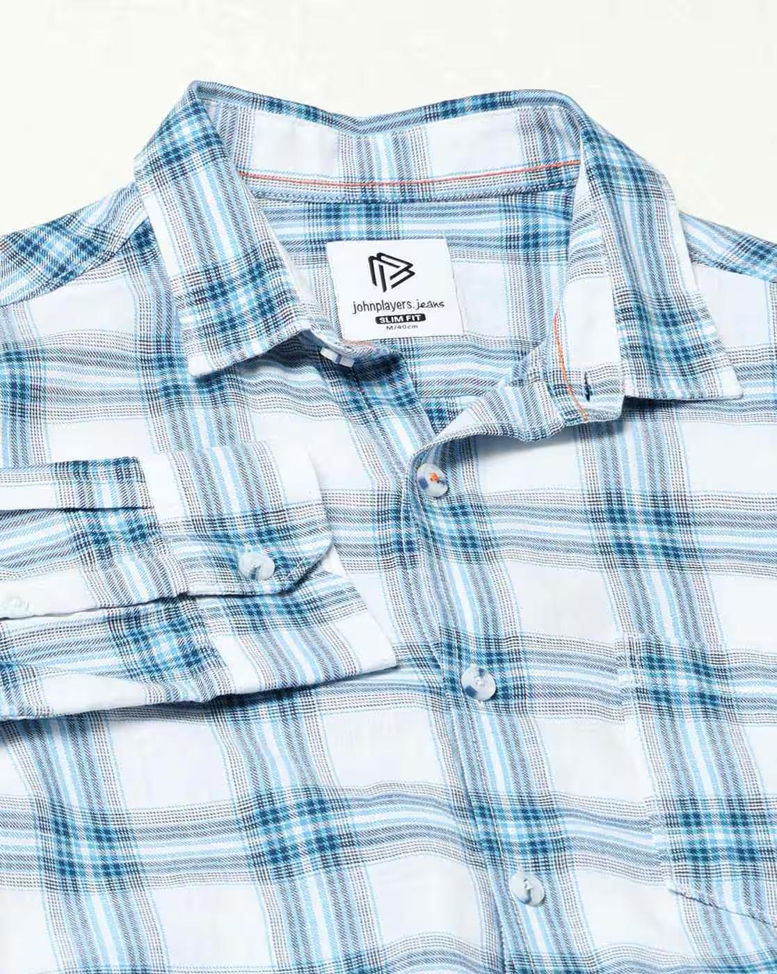 Men Checked Slim Fit Cotton Shirt with Patch Pocket