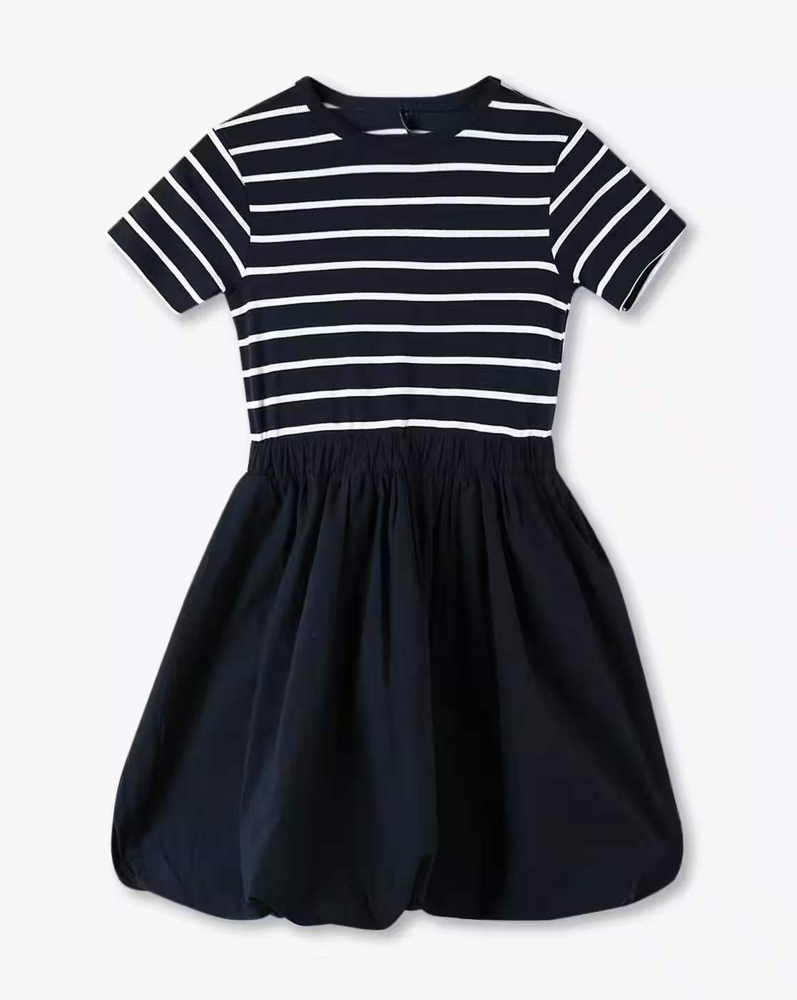 Girls Striped Cotton Fit & Flare Dress