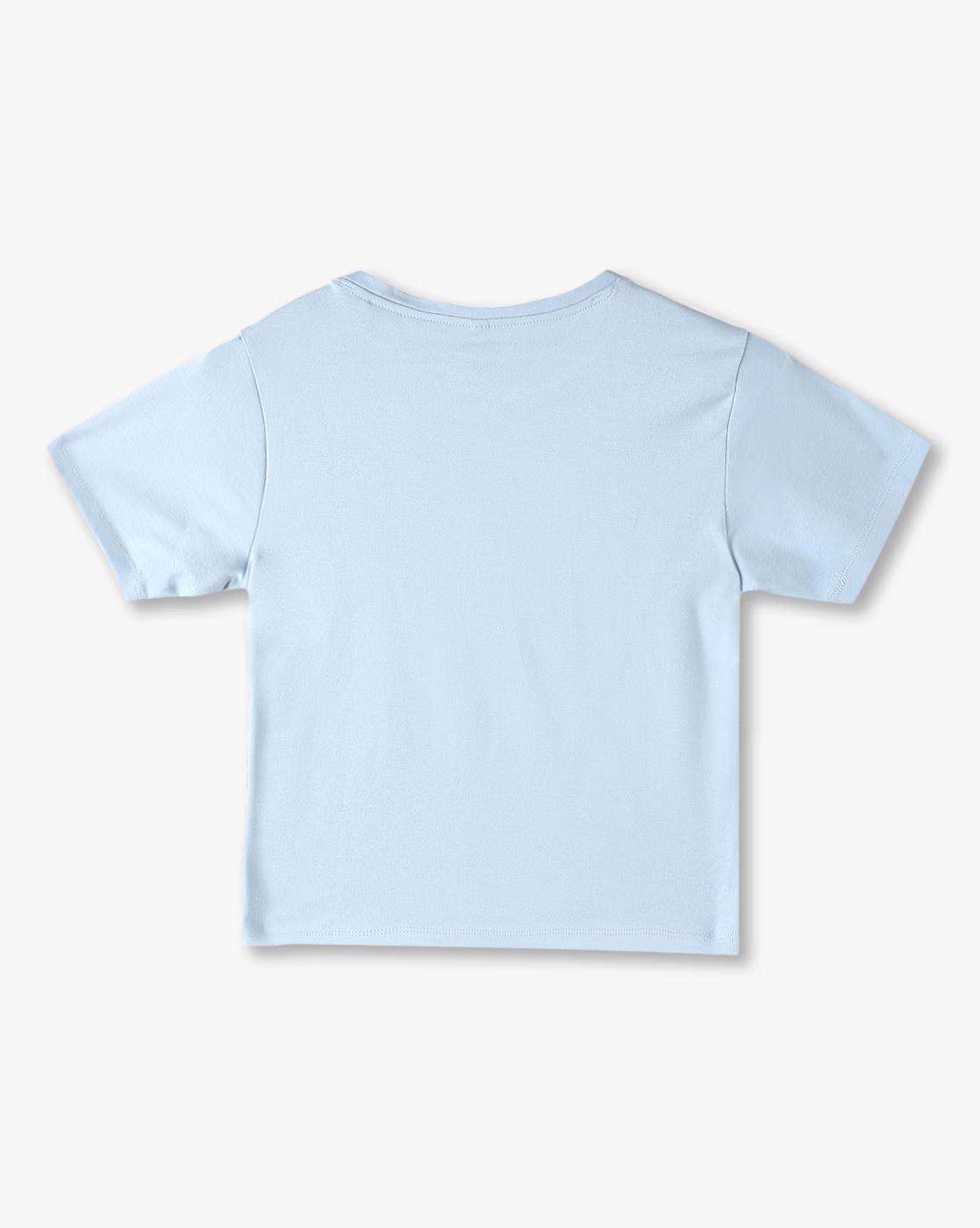 Girls Regular Fit Round T-Shirt with Floral Applique