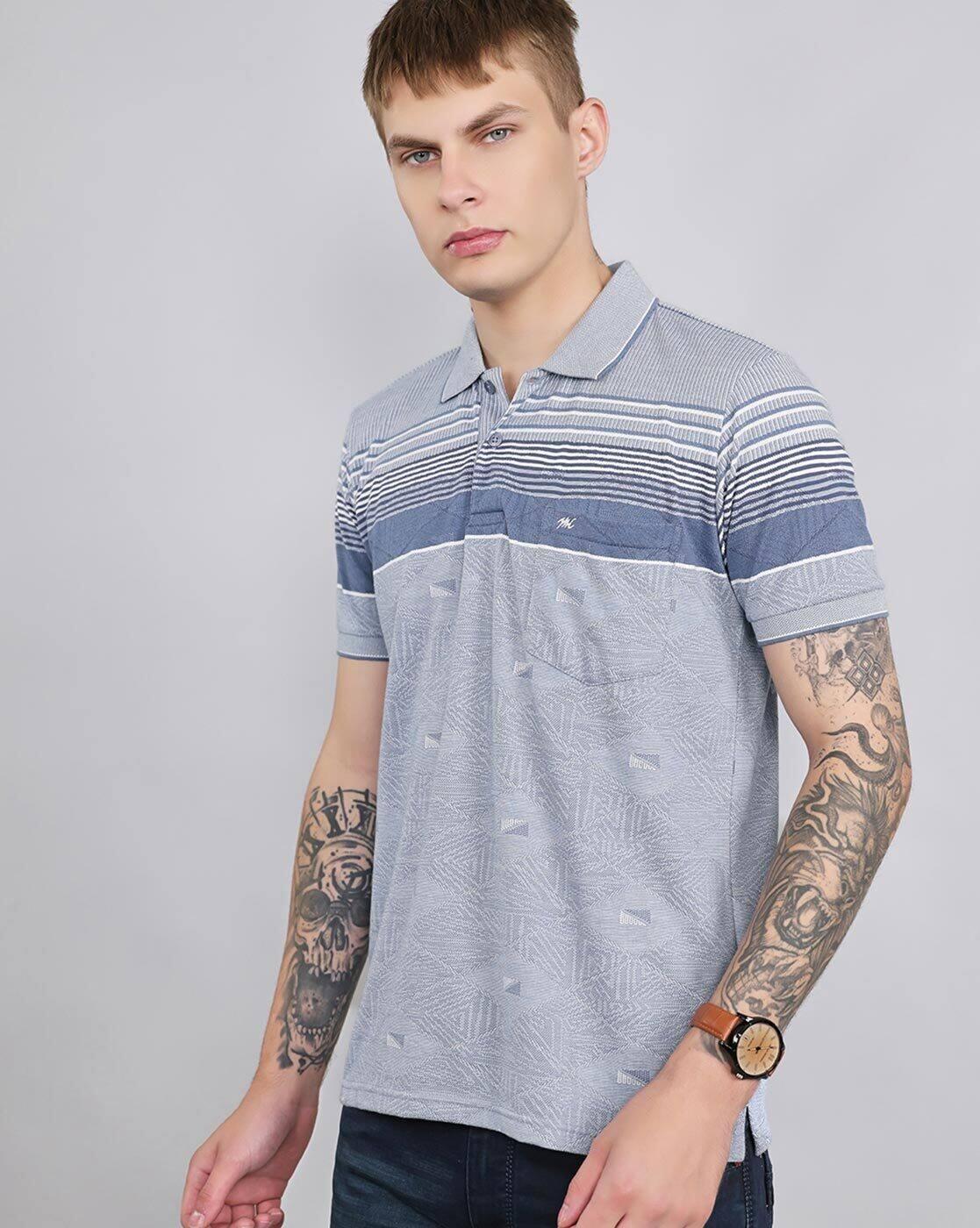 Men Striped Regular Fit Polo T-Shirt