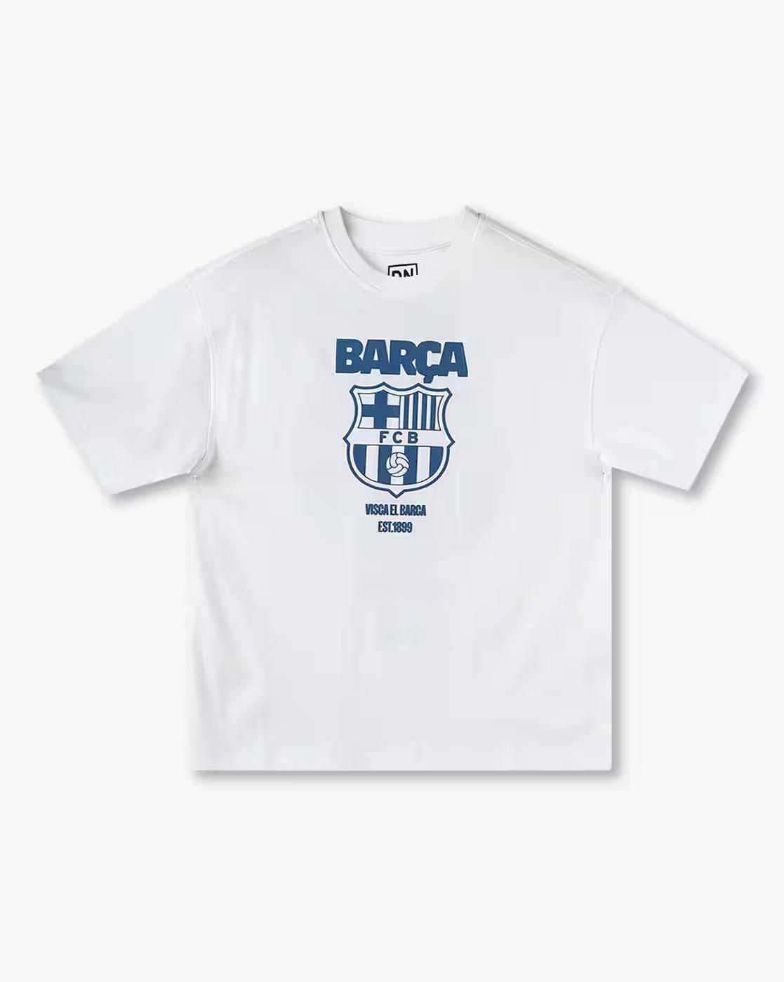 Boys FC Barcelona Print Oversized Round-Neck T-Shirt