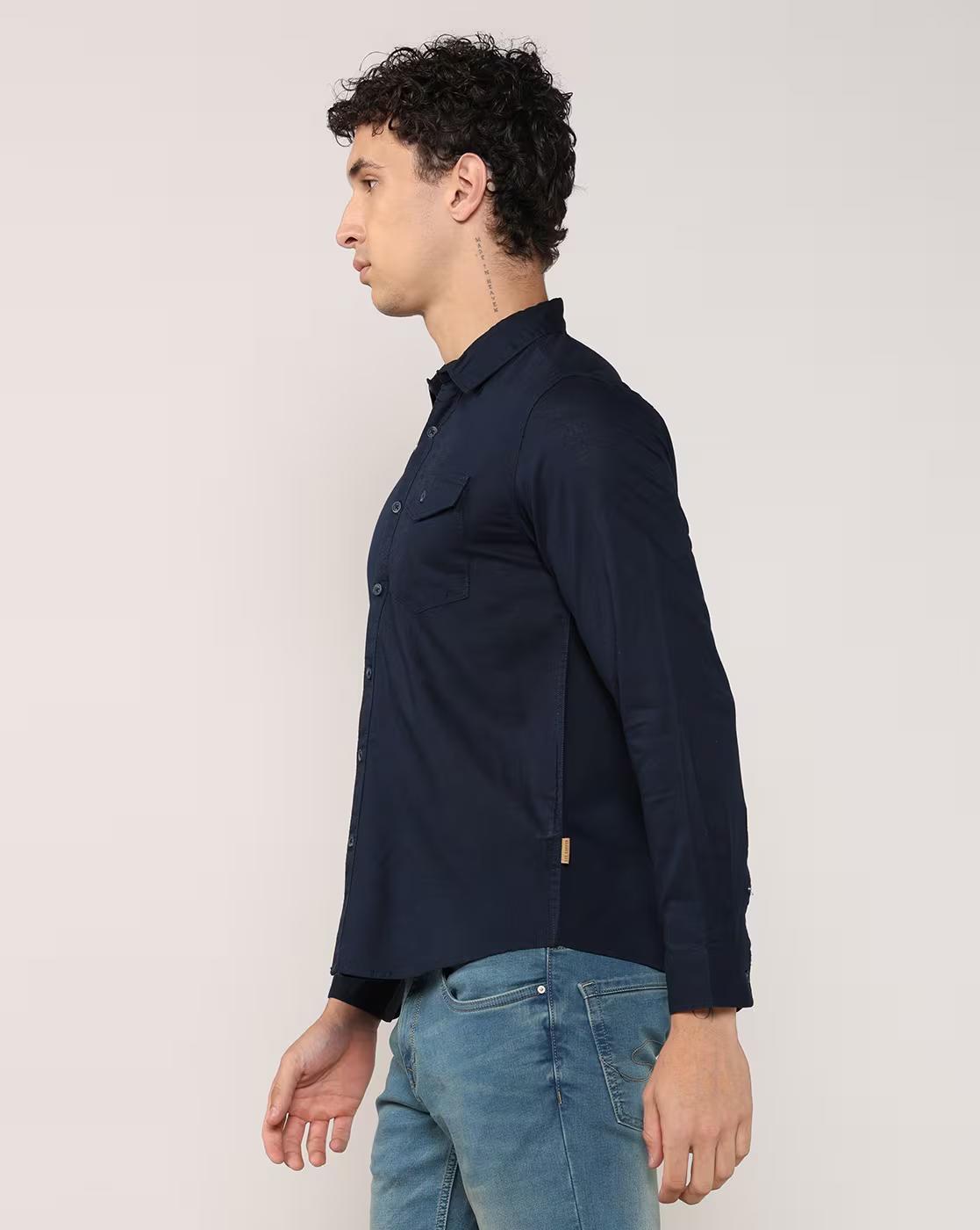 Men Regular Fit Shirt with Flap Pocket