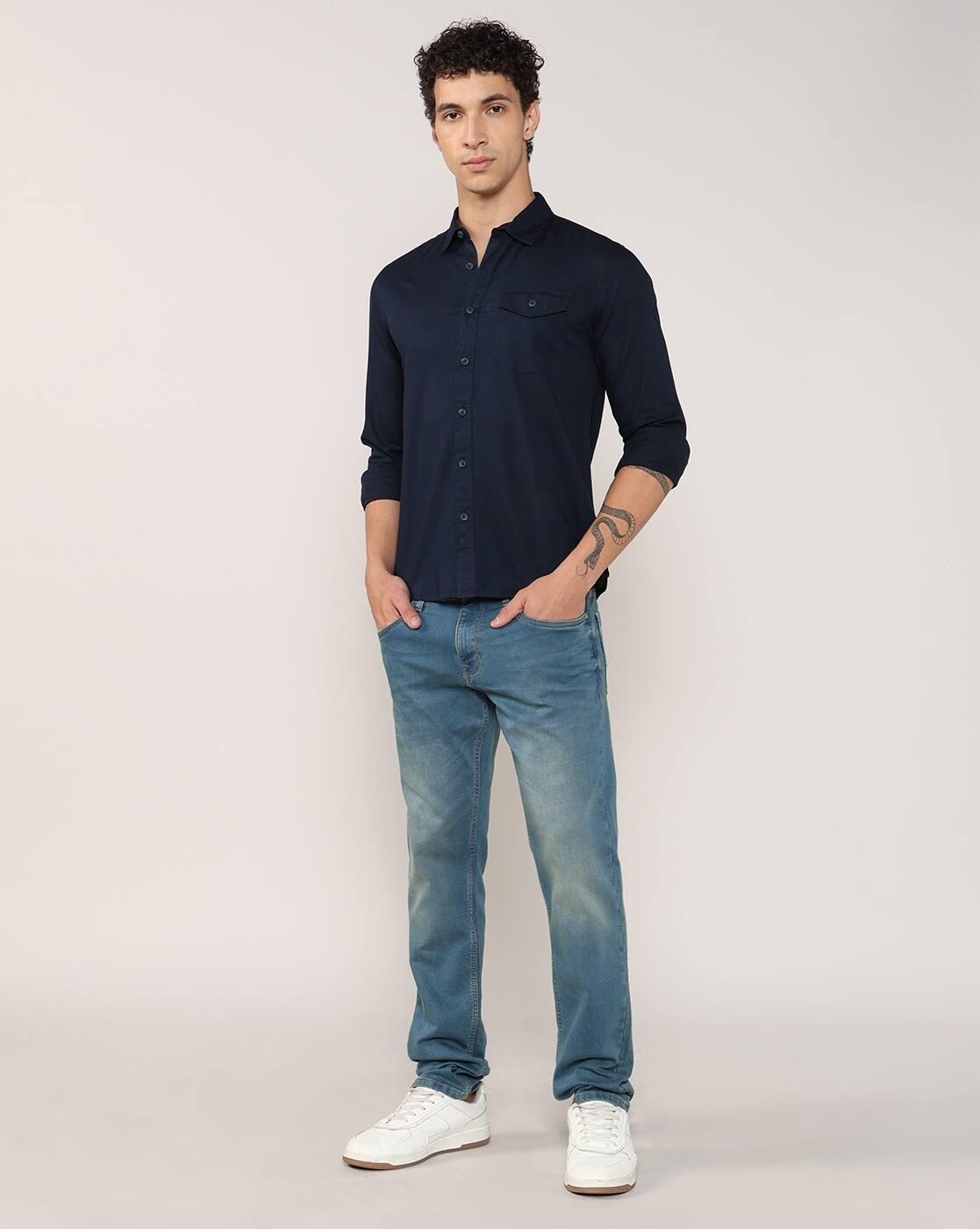 Men Regular Fit Shirt with Flap Pocket
