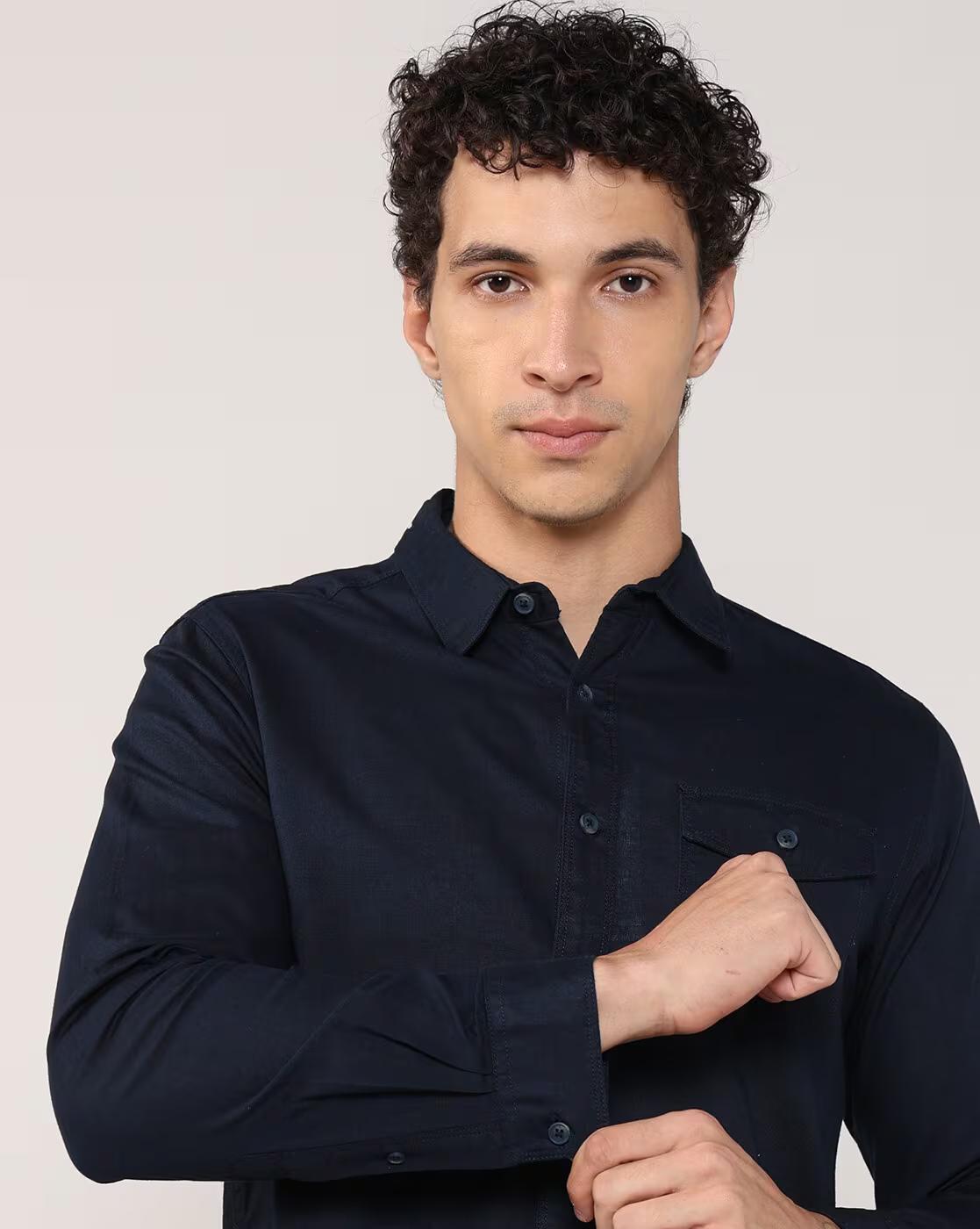 Men Regular Fit Shirt with Flap Pocket