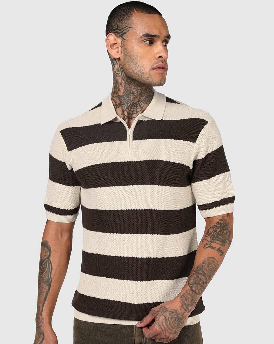 Men Colourblocked Slim Fit Polo Collar T-Shirt