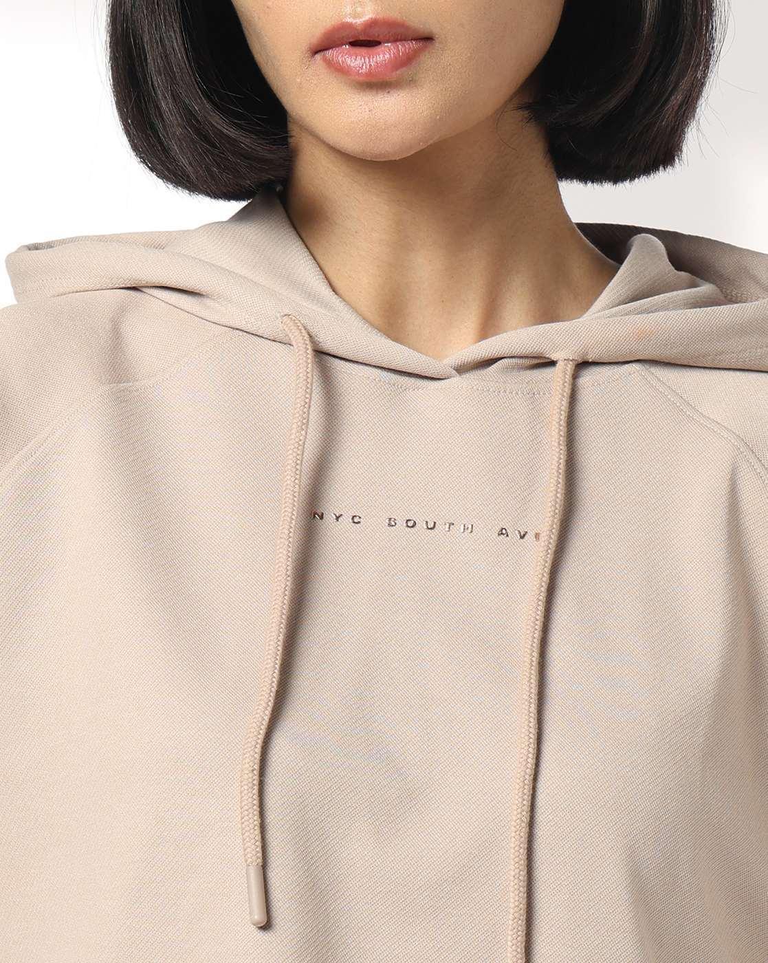 Women Typographic Print Boxy Fit Hooded T-Shirt