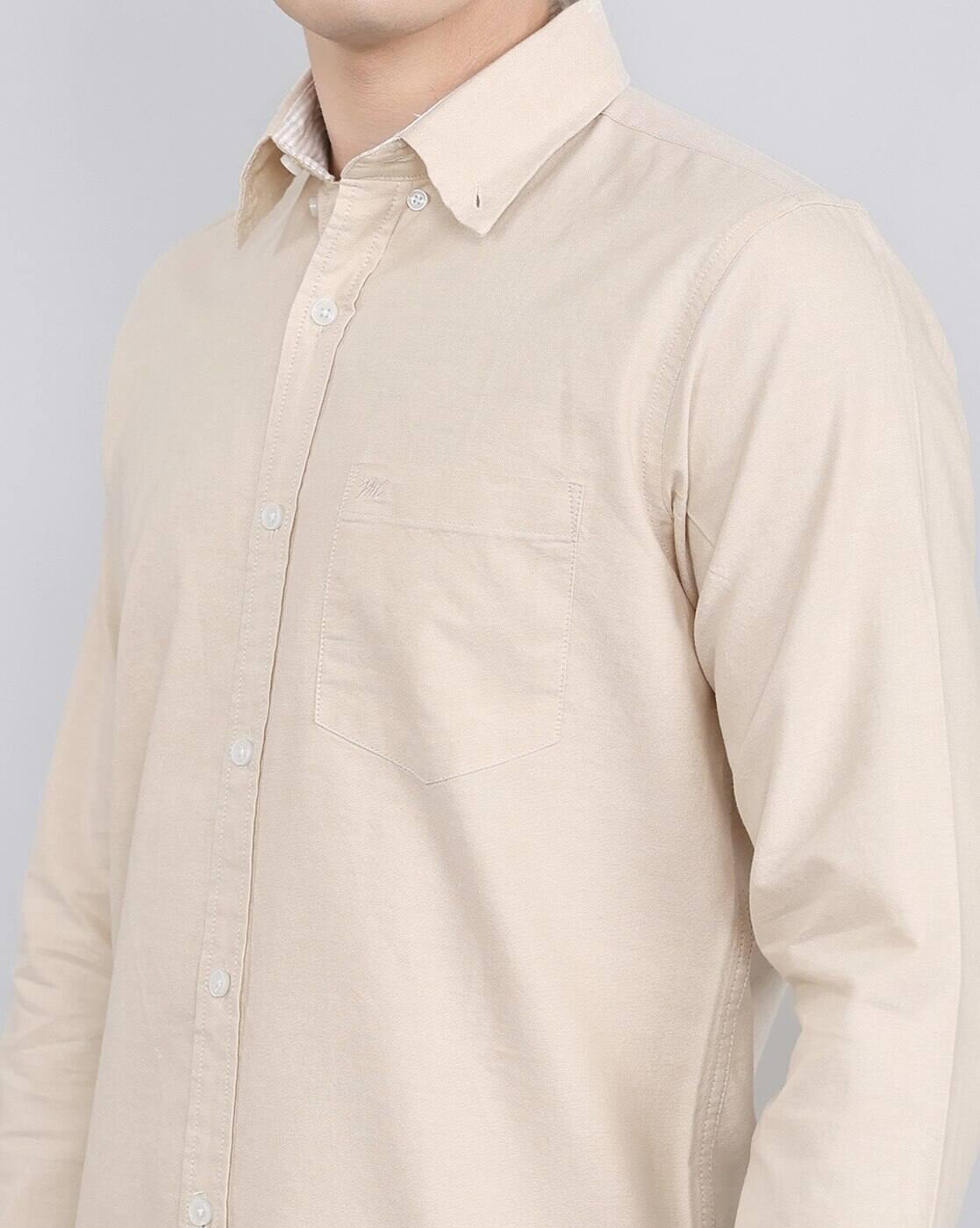 Men Regular Fit Shirt with Curved Hem