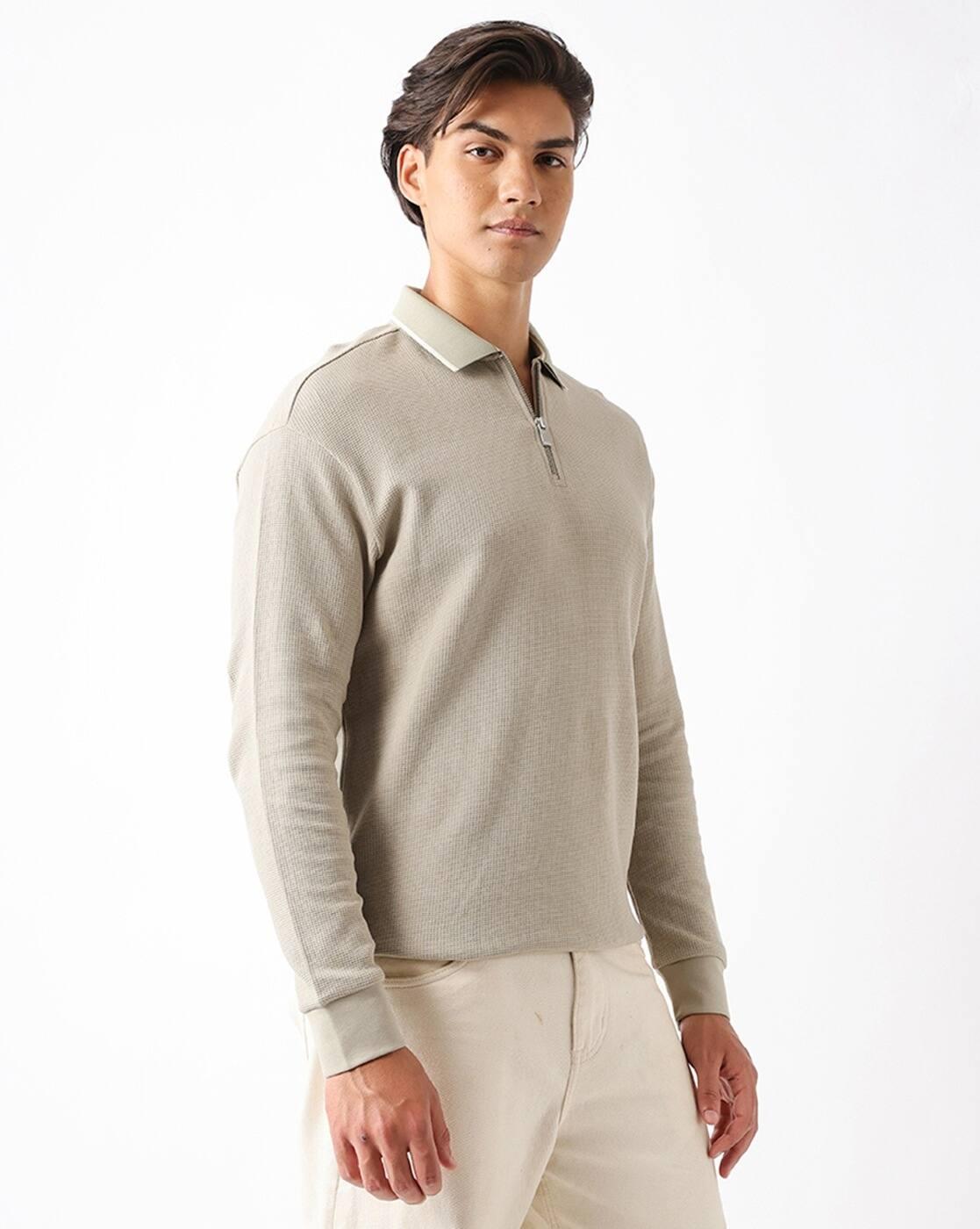Men Cotton Textured Design Relax Fit Polo T-Shirt