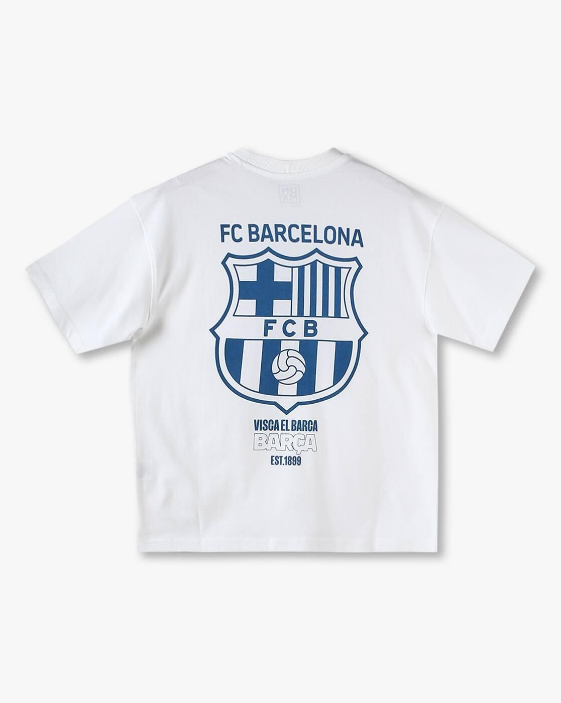 Boys FC Barcelona Print Oversized Round-Neck T-Shirt