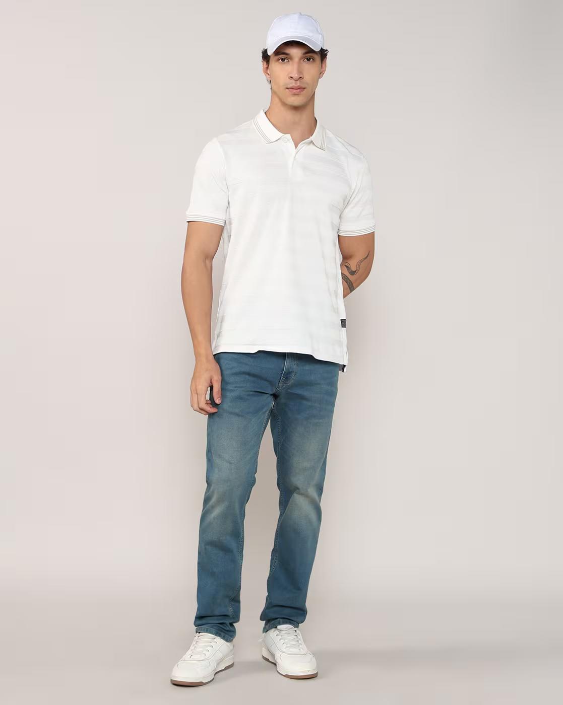 Men Regular Fit Polo T-Shirt with Contrast Taping