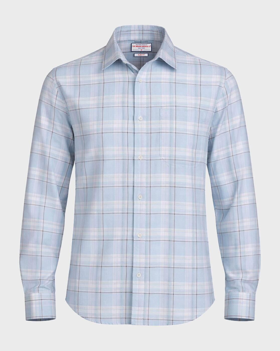 Men Checked Slim Fit Shirt with Patch Pocket