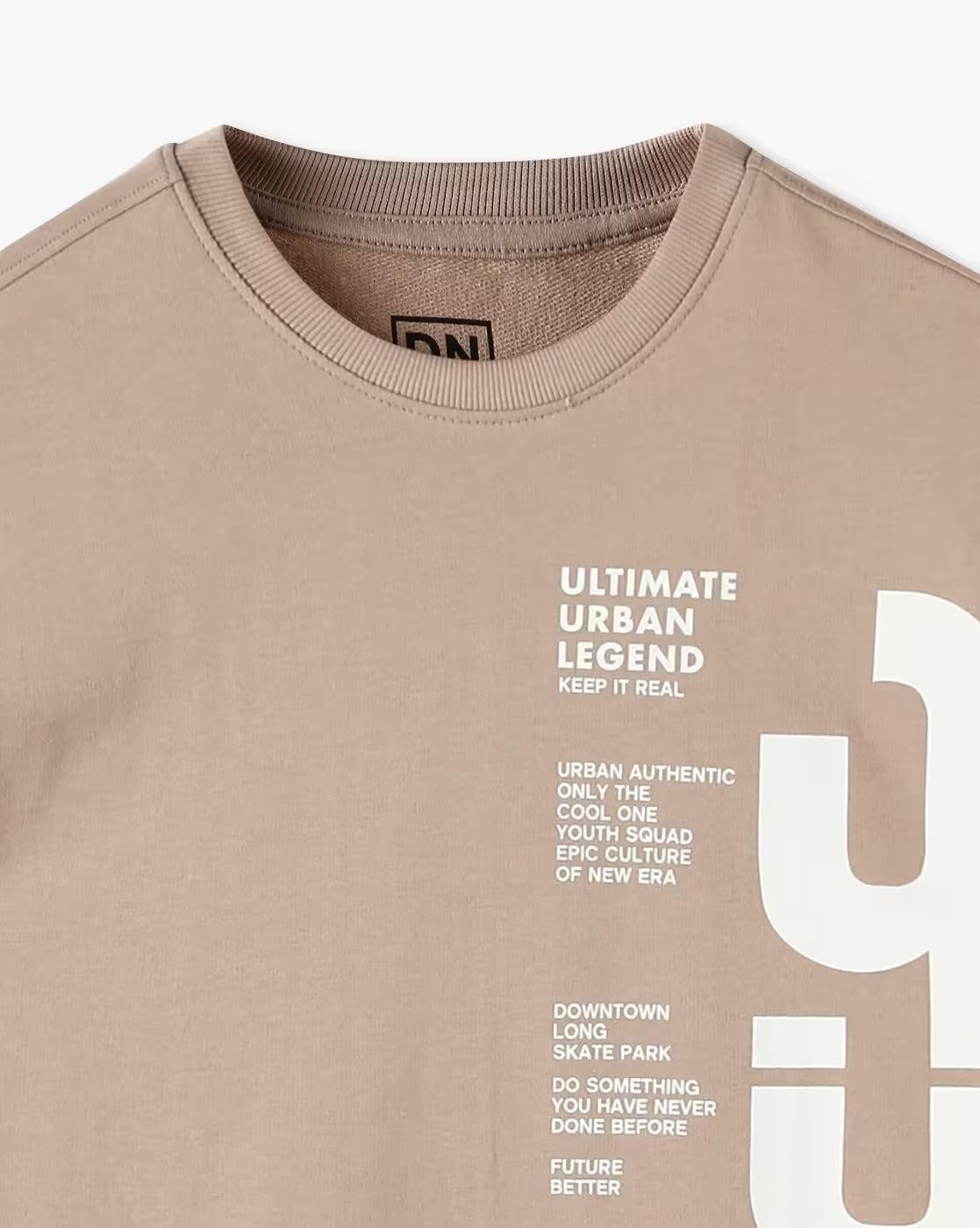 Boys Typographic Print Boxy Fit Round-Neck T-Shirt