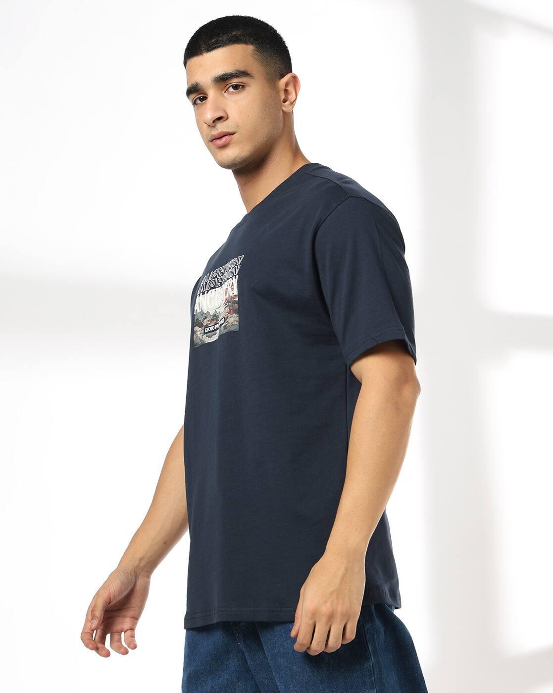Men Graphic Print Relaxed Fit Crew-Neck T-Shirt